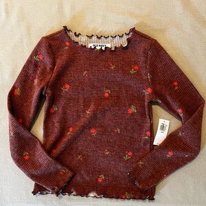 Old Navy Plush Long-Sleeve Lettuce-Edge T-Shirt for Girls size s 6-7